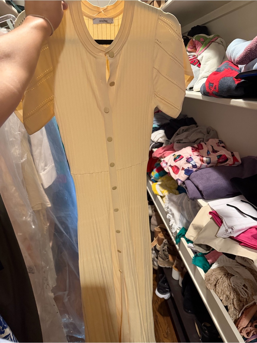 Yellow Ribbed Midi Dress - Picture 3 of 3